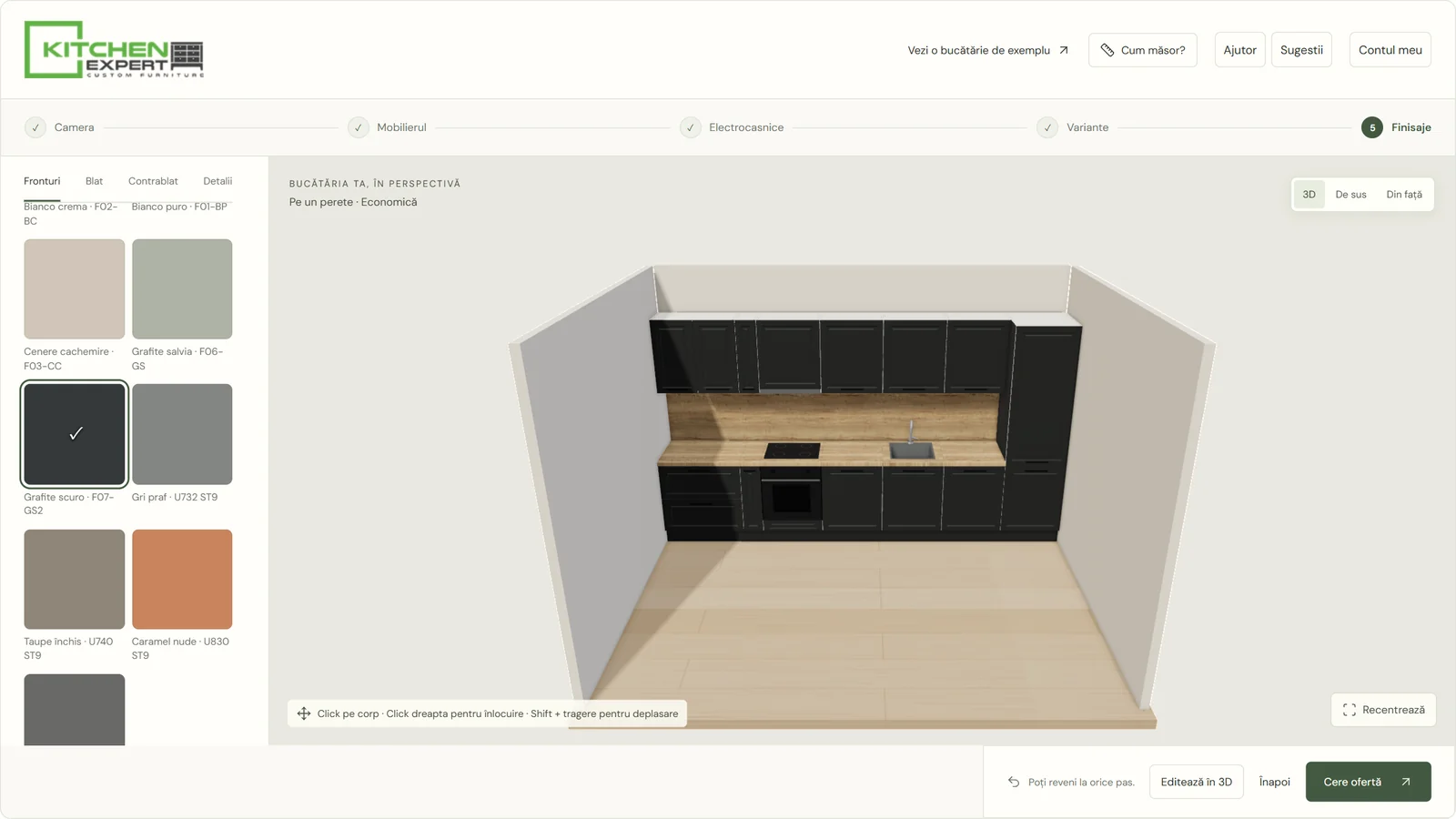 Configuratorul 3D Kitchen Expert: bucătăria în perspectivă, cu finisajele alese